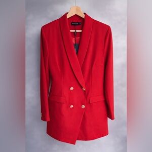 PrettyLittleThing Red Double-Breasted Blazer — Size US 8